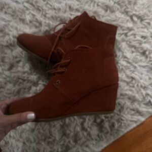 Rust Suede Wedge Ankle Boots
